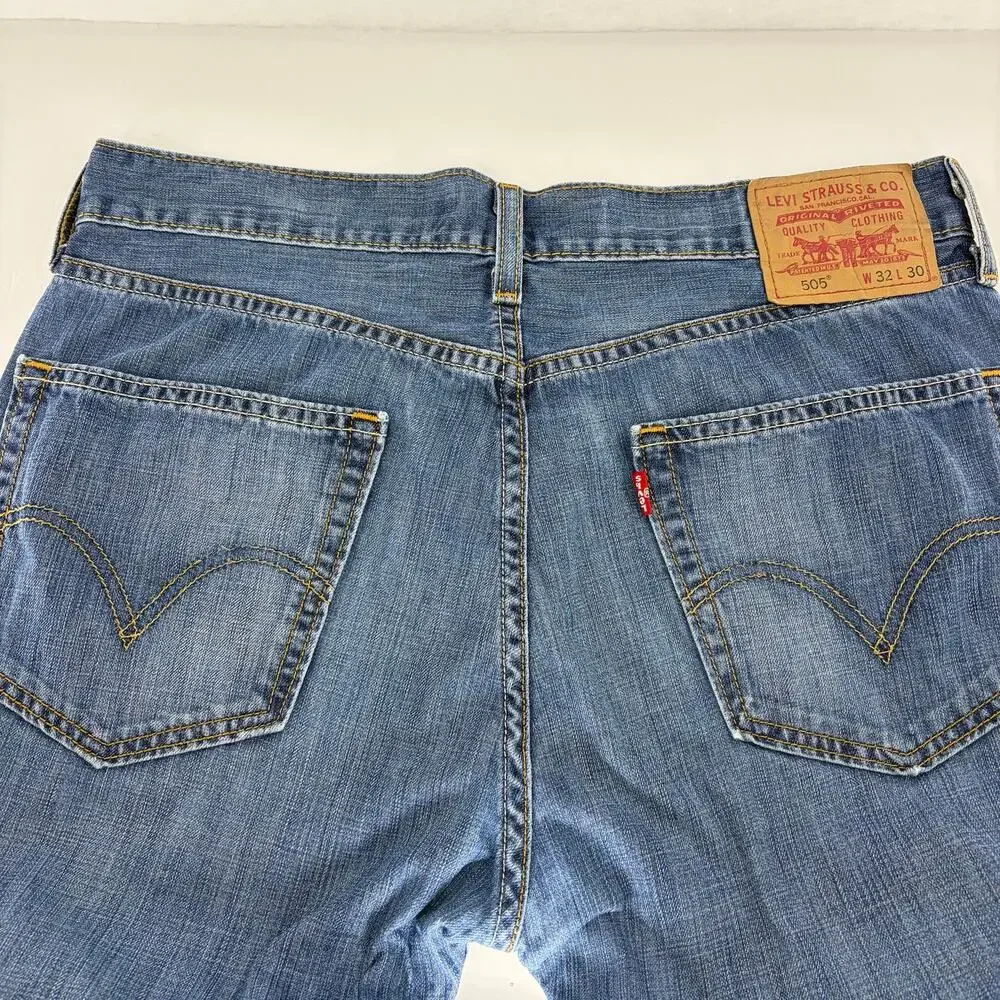 Levi's 505 Straight Fit Jeans 32x30 Medium Wash Denim Red Tab Men's